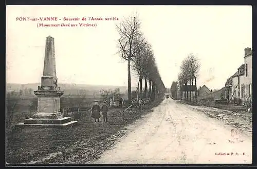 AK Pont-sur-Vanne, Souvenir de l`Année terrible, Monument élevé aux Victimes