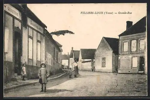 AK Villiers-Louis /Yonne, Grande-Rue avec enfants et bâtiments historiques