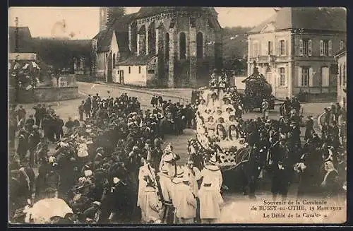 AK Bussy-en-Othe, Souvenir de la Cavalcade, Le Défilé de la Cavale, 19 Mars 1912