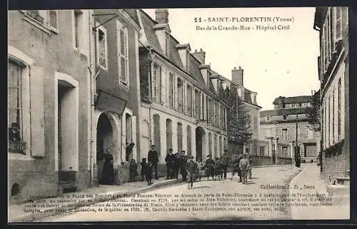 AK Saint-Florentin /Yonne, Bas de la Grande-Rue, Hôpital Civil