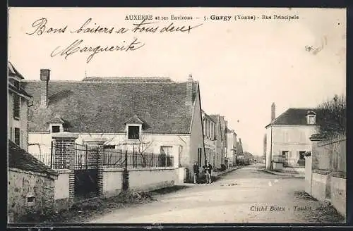 AK Gurgy /Yonne, Rue Principale avec maisons anciennes et passants