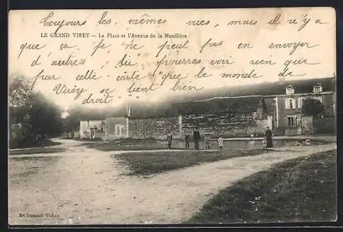 AK Virey-le-Grand, La Place et l`Avenue de la Mouillère
