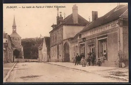AK Flogny, La route de Paris et l`Hôtel Villeminot