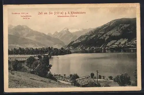 AK Zell am See, Uferpartie g. d. Kitzsteinhorn, Hochtenn, Imbachhorn