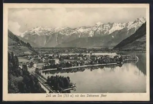 AK Zell am See, Teilansicht mit dem Steinernen Meer