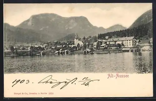 AK Alt-Aussee, Ortsansicht mit Bergen