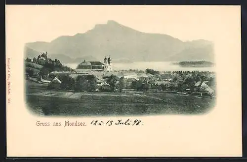 AK Mondsee, Teilansicht mit Kirche