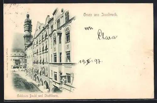 AK Innsbruck, Gasthaus Goldenes Dachl und Stadtturm