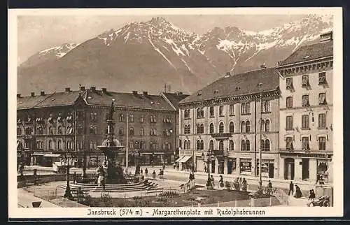 AK Innsbruck, Margarethenplatz mit Rudolphsbrunnen