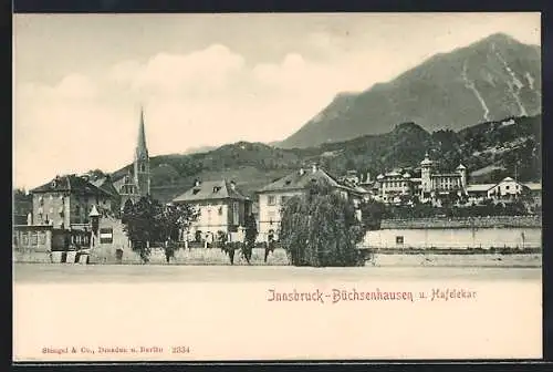 AK Innsbruck-Büchsenhausen, Ortsansicht mit Kirche