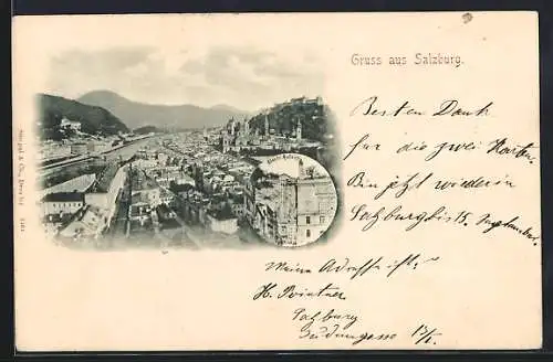 AK Salzburg, Teilansicht, Electrischer Aufzug