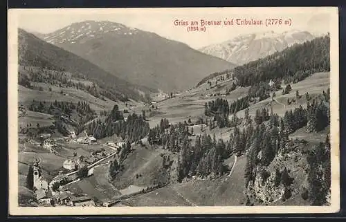 AK Gries am Brenner, Ortsansicht mit Tribulaun