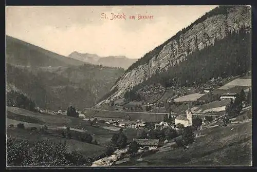 AK St. Jodok am Brenner, Ortsansicht aus der Vogelschau