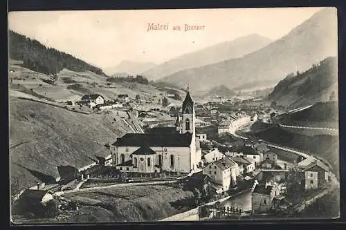 AK Matrei am Brenner, Teilansicht mit Kirche