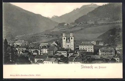AK Steinach a. Brenner, Blick über die Dächer mit Kirche