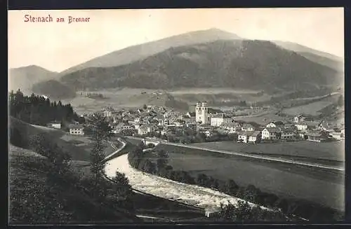 AK Steinach am Brenner, Gesamtansicht mit Fluss und Brücke