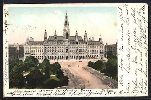 AK Wien, Rathaus mit Umgebung aus der Vogelschau