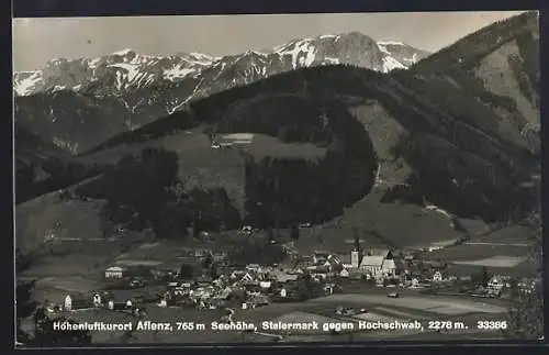 AK Aflenz /Steiermark, Gesamtansicht gegen Hochschwab