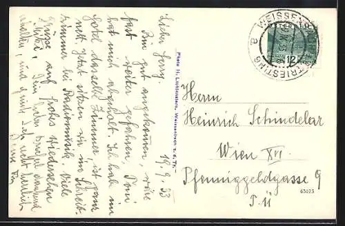 AK Weissenbach a. d. Tr., Panorama mit Gebirge