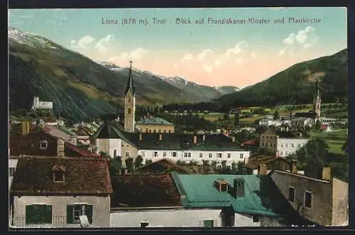 AK Lienz /Tirol, Teilansicht mit Franziskaner-Kloster u. Pfarrkirche