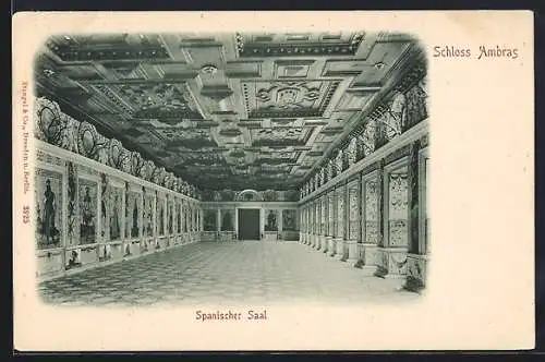 AK Innsbruck, Schloss Ambras, Spanischer Saal, Innenansicht
