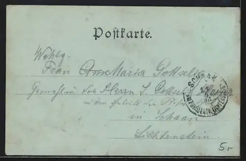 Mondschein-AK Hall in Tirol, Uferpartie mit Brücke