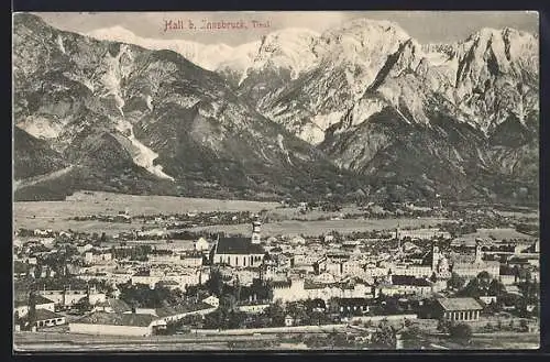 AK Hall b. Innsbruck, Teilansicht mit Kirche