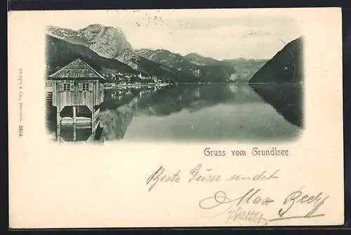 AK Grundlsee, Teilansicht mit Bergen