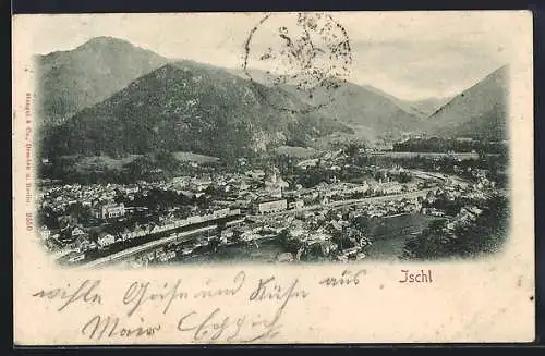 AK Ischl, Teilansicht mit Bergen