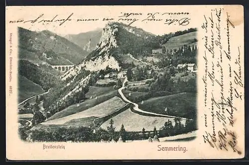 AK Semmering, Breitenstein mit Strassenpartie