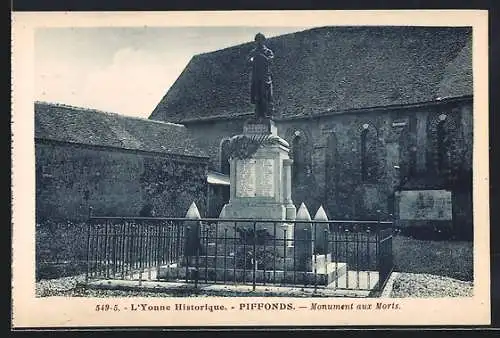 AK Piffonds, Monument aux Morts devant l`église