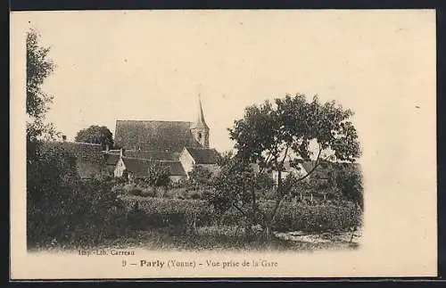 AK Parly /Yonne, Vue prise de la Gare