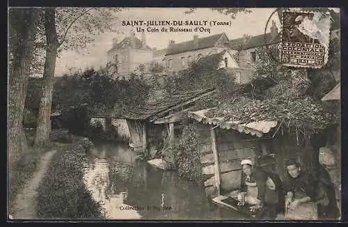 AK Saint-Julien-du-Sault, Un Coin du Ruisseau d`Ocq