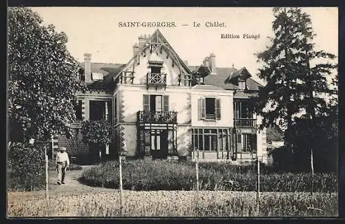 AK Saint-Georges, Le Chalet avec jardin et allée bordée d`arbres