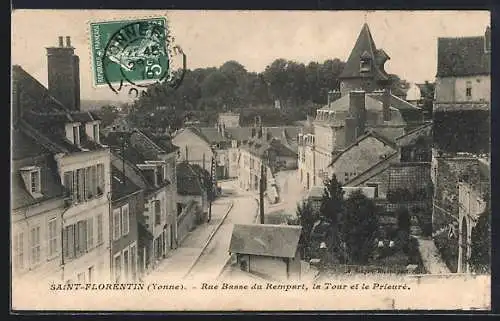 AK Saint-Florentin /Yonne, Rue Basse du Rempart, la Tour et le Prieuré