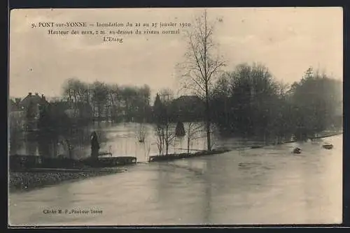 AK Pont-sur-Yonne, Inondation du 21 au 27 janvier 1910, L`Étang