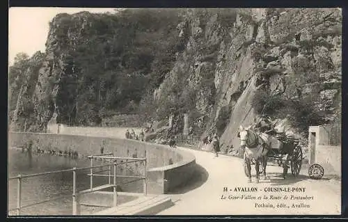 AK Avallon, Cousin-le-Pont, Le Gour-Vallon et la Route de Pontaubert