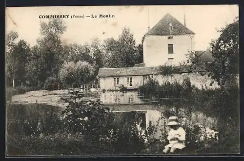 AK Commissey /Yonne, Le Moulin et le reflet sur l`eau