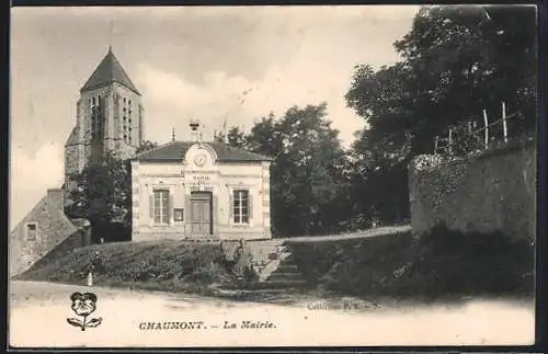 AK Chaumont, La Mairie et l`église en arrière-plan