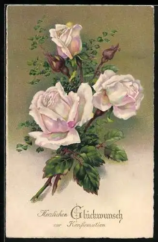 AK Ein Strauss Rosen, Herzlichen Glückwunsch zur Konfirmation