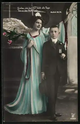 AK Schutzengel wacht über einen Jungen am Tage seiner Konfirmation