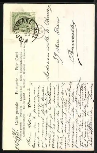 AK Engel mit Rosenstrauss