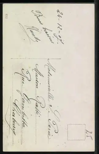 AK Weihnachtsengel mit Mistelzweig und Stern