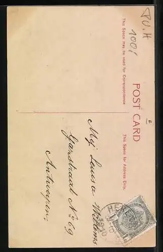 AK Allegorie Hoop, Engel mit einem Anker im Lichtschein