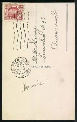 AK Kleiner Neujahrsengel in grüner Kleidung