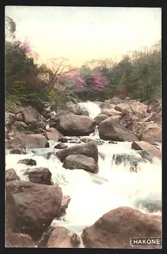 AK Hakone, Flusslauf mit Steinen