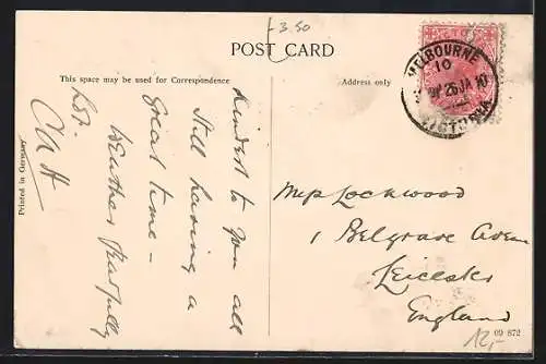 AK Melbourne, Collins Street, Strassenbahn