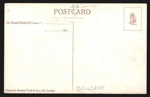 Künstler-AK Brisbane, Flusspartie mit Segelbooten