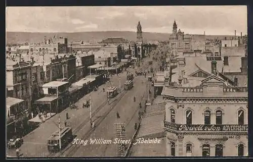 AK Adelaide, King William Street, Strassenbahn
