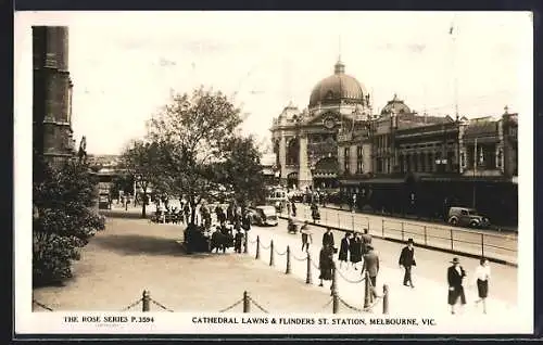AK Melbourne /Vic., Cathedral Lawns & Flinders St. Station